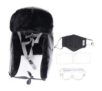 Kuuleyn Safety Hat,Plush Helmet,Windproof ABS PU Fabric Protective Hard Hat Plush Cover with Glasses Face Cover for Winter Construction Industry Outdoor Work Mining Workers