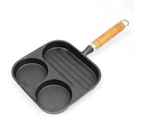 Kuuleyn Small Nonstick Frying Egg Pan, 3 Section Square Grill Pan, 19.5cm x 19.5cm x 2.5cm, Nonstick, Cast Iron, Divided Egg Frying Pan for Stove Tops