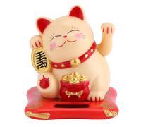 Kuuleyn Solar Powered Cute Waving Cat, Automatic Good Luck Welcoming Cat Decor Wealth Fortune Charm for Home Office Desk or Car Dashboard (Yellow)