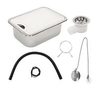Kuuleyn Stainless Steel Hand Wash Basin Sink with Acrylic Chopping Board, RV Sink 304 Grade Stainless Steel Kitchen Hand Wash Basin Sink Kit with Acrylic Chopping Board