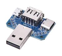 Kuuleyn USB Board, Micro Usb Breakout Board, 5 Pcs Aluminum 5V USB Adapter Plate Male USB to Female Type-C 4P 2.54mm Transfer Board