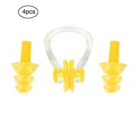Kuuleyn Waterproof Earplugs,Soft Silicone Swimming Set,4Pcs Nose Clips Earmuff Tools Anti Allergy Reusable Ear Protection for Adults Kids Noise Reduction Snorkeling Surfing (Yellow)