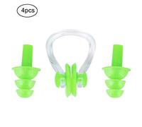 Kuuleyn Waterproof Earplugs,Soft Silicone Swimming Set,4Pcs Nose Clips Earmuff Tools Anti Allergy Reusable Ear Protection for Adults Kids Noise Reduction Snorkeling Surfing (Green)