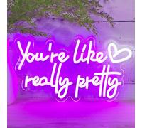 KUUNEON You're Like Really Pretty Neon Sign Wall Decor for Bedroom/Girls Room/Salon/Party/Present - 16"x8" Purple Your Like Really Pretty LED Sign Light for Women, Heart Design & 100,000H Lifespan