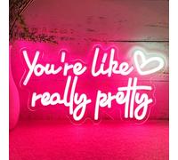 KUUNEON You're Like Really Pretty Neon Sign Your Like Really Pretty Neon Light with Heart Wall Decor for Teen Girls Bedroom, Preppy Pink LED Signs Make up Room Decor Dorm Apartment Dressing Makeup