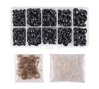 KUUQA 150 Pcs 6-12mm Plastic Safety Eyes with Washers for Doll Making (Black)