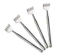 KUUQA 4 Pack Stainless Steel Telescopic Back Scratcher Extendable Back Massager Tool with Pocket Clip (Silvery)