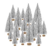 KUUQA 48 Pcs Mini Christmas Trees - Bottle Brush Tabletop Model for Decoration, DIY Room Decor, Diorama Models (Silver), Small Size