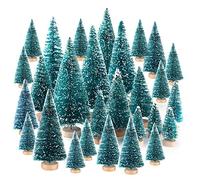 KUUQA 48Pcs Mini Sisal Trees Bottle Brush Trees Diorama Models Miniature Christmas Trees for Crafts, Christmas Party Home Decoration, Small Size Trees