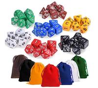 KUUQA 7 x 7 (49 pcs) Polyhedral Game Dice Set 7 Color Complete set for Dungeons and Dragons DND D&D MTG RPG Card Games D% D20 D12 D10 D8 D6 D4 with Dice Bags