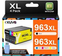 Kuva 963XL Ink Cartridges Multipack Compatible with HP 963 XL | Compatible with HP Officejet Pro 9010 9012 9013 9014 9015 9016 9018 9019 9020 9022 9025 (4 Pack Black Cyan Magenta Yellow)