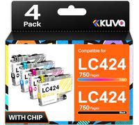 Kuva LC424 Ink Cartridges Multipack Replacement for Brother LC 424 XL LC-424 LC424XL LC-424VAL LC424VAL Multipack for BrotherDCP-J1200W DCP-J1200WE J1200W J1200WE Printers (4-Pack)