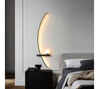 KUVAHECDH Modern Led Wall Light Sconce Metal Linear Wall Mounted Lamp Indoor Led Wall Sconce Lighting Circular Wall Light Lamp for Living Room Porch Hallway Bathroom Bedside/Left/85Cm