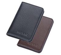 KUVAO Slim Thin Credit Card Holder,Soft and delicate PU leather,minimalist wallet for Men & Women,Multiple Card Slots Simple Thin Wallet, Black+Coffee, Leisure