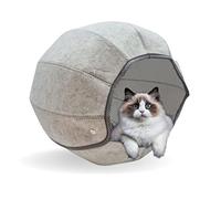 KUVIAS Cat Cave Bed - Foldable & Flexible Sphere Cat Bed Tent House for Small to Medium Cat Kitten Dog Puppy Pet w/Convenient Buttons & Soft Calming Plush Inside - Perfect for Indoor & Outdoor Use