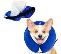 KUVIAS Dog Inflatable Neck Pillow - Soft Cosy Travel Neck Pillow for Sleeping - Dog Neck Donut Comfy Pet Vet Neck Buster Collar with Detachable Cover - Dog Collar to Stop Licking Wound (Blue, Medium)
