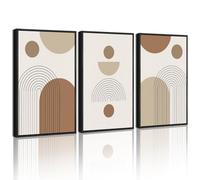 KUVIOKE Botanical Boho Framed Wall Art Modern Bohemian Plants Wall Decor Natural Brown Geometry Lines Prints Artwork for Living Dining Room 11x14in (Black Framed)