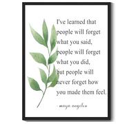 KUVIOKE Inspirational Framed Wall Art I've Learned That People Will Forget What You Said Positive Office Home Ready to Hang 12x16in (Black Framed)