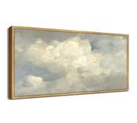 KUVIOKE Vintage Landscape Framed Wall Art Retro Sky Cloud Nature Classic Paints Rustic Farmhouse Kitchen Bathroom Office Decor 8x16in (Natural Framed)