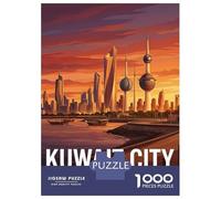 Kuwait City Skyline at Sunset Adult Paper Puzzle, Historic Square Architecture, Interlocking Paper Pieces for Home Décor Fans, Relaxing Challenge, Gift Idea, 38x26cm/1000pcs