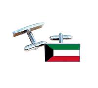 Kuwait Flag Cufflinks - Kuwaiti National Emblem Gift for Men | Green, White, Red & Black Flag Design | Groomsmen Wedding Gift | Gift Box Included | Proud Kuwait Heritage Keepsake