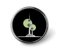 Kuwait Towers Round Brooch Badges Pin Metal Lapel Pins Jewellery