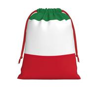 Kuwaiti Flag Print Christmas Drawstring Gift Bags, Xmas Holiday Fabric Gift Wrapping Bag For Party, Size-L
