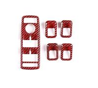 KUWAYO Fit for Mercedes Benz A B C E Class GLE GLA CLA GLK W246ABS Red Carbon Fiber Window Lift Switch Button Frame Sticker Car Accessories