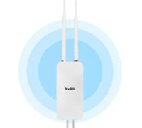 KuWFi AC1200 Outdoor WiFi Extender Dual Band Wireless Access Point PoE | 300Mbps Internet Access with SIM Slot, 48V PoE Power, WAN/LAN Connectivity for CCTV, Starlink, Garden, Factory, Warehouse