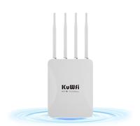 KuWFi AX3000 Outdoor WiFi 6 Extender, Dual Band 3000Mbps Long Range Wireless Access Point Repeater, IP65 Weatherproof Signal Booster with PoE, 4 Antennas for Garden, Summerhouse, Caravan