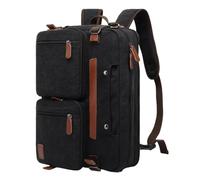 KUWHSIOP Laptop Backpack for Men, Convertible Multi-Functional Rucksack fit 17.3 Inch Laptop, Briefcase for Travel/Business/Work,Black Canvas