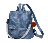 KUWHSIOP Women Backpack Purse Fashion Shoulder Bag Convertible Rucksack with Detachable Pompoms for Travel Work School,Blue