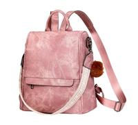 KUWHSIOP Women Backpack Purse Fashion Shoulder Bag Convertible Rucksack with Detachable Pompoms for Travel Work School,Pink