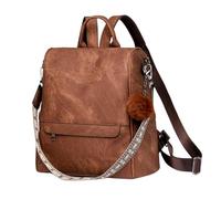KUWHSIOP Women Backpack Purse Fashion Shoulder Bag Convertible Rucksack with Detachable Pompoms for Travel Work School,Brown