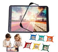 KUWUNG 1000 Pieces Jigsaw Puzzle Board, Portable Mat 31 * 21 inch for 1000 500 Pieces with 6 Puzzle Sorting Trays, Jigsaw Accessories Storage for Easy Move and Store with 1 Clear Cover