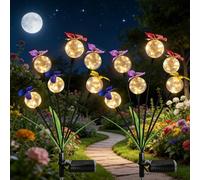 KUWUNG 2 Pack Butterfly Solar Swaying Lights, Firefly Solar Lights Outdoor, IP65 Waterproof, Solar Path Lights for Path Fence Yard Patio Pathway(Warm White)