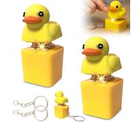 KUWUNG 2Pcs Quacking Duck Fidget Toy, Quacking Ducky Keychain with Colorful Lights, Duck Keyboard fidget toy, duck toy that Quacks, Duck Keyring Fidgets for School/Bag/Office