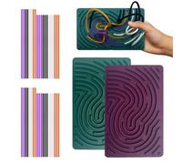 KUWUNG 2pcs Sensory Activity Board,Silicone Sensory Fidget Board with Portable Travel Bag & 40 Strings, silent fidget toys for calming duble sided design, Calm Down Fidget Toy for ADHD & Autism