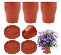 KUWUNG 30 Pack Small Plant Pots Indoor, 10cm Plastic Plant Pot with Saucers, Herb Pots, Seed Seedling Pots, Garden Flower Pots for Plants, Succulents, Seed Nursery, Cactus, Vegetables