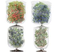KUWUNG 4 Pcs Fruit Tree Netting, 100 x 150cm Insect Netting with Drawstring, Fruit Cage for Tomato Blueberry Cherry, Garden Netting, Insect Bird Protection Mesh for Birds Flowers Vegetables Fruit Tree