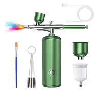 KUWUNG Airbrush Kit with Compressor, 48PSI Cordless Non-Clogging High-Pressure Air Brush Gun with Type-C Charge,0.3mm Nozzle and Cleaning Brush Set for Graffiti Painting,Nail Art,Makeup,Beauty,Spray
