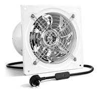 KUWUNG Extractor Fan, 6 Inch/150 mm Kitchen Exhaust Fan, 600m³/h Bathroom Extractor Fan with UK Plug, Low Noise Stainless Steel Exhaust Ventilation Fans for Window Wall Ceiling Mount