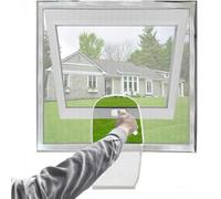 KUWUNG Fly Screens for Windows, 120 x 120cm Window Nets to Keep Bugs Out, Window Fly Screen with Zipper Opening, Window Mesh Insect Screen, Cat Window Guard