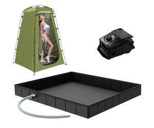 KUWUNG Foldable Shower Base, 104x104x13cm Foldable Shower Tent Base with Drain Hose, Waterproof Privacy Shower Base, Portable Shower Floor Base for Camping, Pet Outdoor Shower Tray