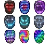 KUWUNG Halloween LED Mask with Gesture Sensing, LED Light Up Face Transforming Mask with 50 Static and Dynamic Images, Luminous Masks for Costume Halloween Carnival Cosplay Party Masquerade