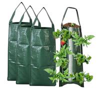 KUWUNG Hanging Grow Bags, 4 Pack with 8 Holes, Breathable Planter for Flowers, Vegetables, Strawberries, Herbs, Vertical Gardening