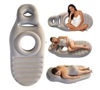 KUWUNG Inflatable Pregnancy Pillow, Maternity Pillow with Hole, Full Body Pregnancy Pillows for Sleeping, Comfortable Full Body Pillow for Stomach Yoga, Sleep, Massage (Khaki)