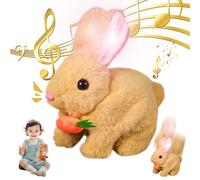 KUWUNG Interactive Rabbit Toy with Carrot, Pet Hopping Bunny with Light, Plush Rabbit Toy that jumps, Makes Noises and Whose Ears and Nose Move, Electronic Pet Rabbit for Children