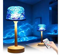 KUWUNG Shower Lamp, Spa-Like Cordless Light - Waterproof Bathroom Lamp with 16 Color Ocean Wave Projector, Rechargeable Light Touch & Remote Control for Bathroom, Nursery, Bedroom & Inside Shower