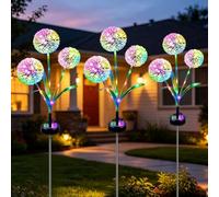 KUWUNG Solar Lights Outdoor Garden, 3 Pack Dandelion RGB with 16 Colourful LEDs Light Dandelion Waterproof Solar Garden Ornaments, Solar Lights for Yard, Pathway, Lawn, Landscape Decoration Gardening